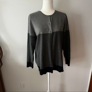 Lightweight gray and black nine button cardigan